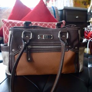 color block neutral tones bag